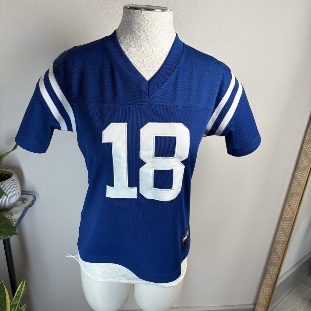Y2K Reebok Men's S Blue Football Jersey Gorpcore Sporty Polyester